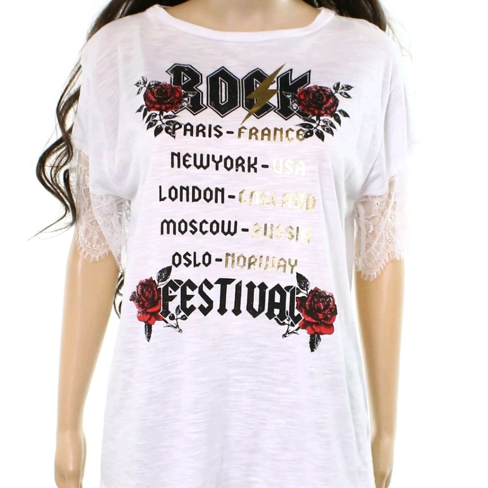 Know One Cares NEW White Womens Size L "Rock